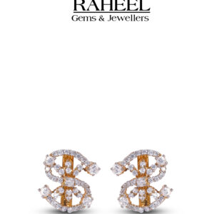 21k rose gold diamond floral stud earrings with round-cut diamonds.