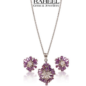 Elegant Amethyst Necklace with Matching Earrings from Raheel Gems & Jewellers