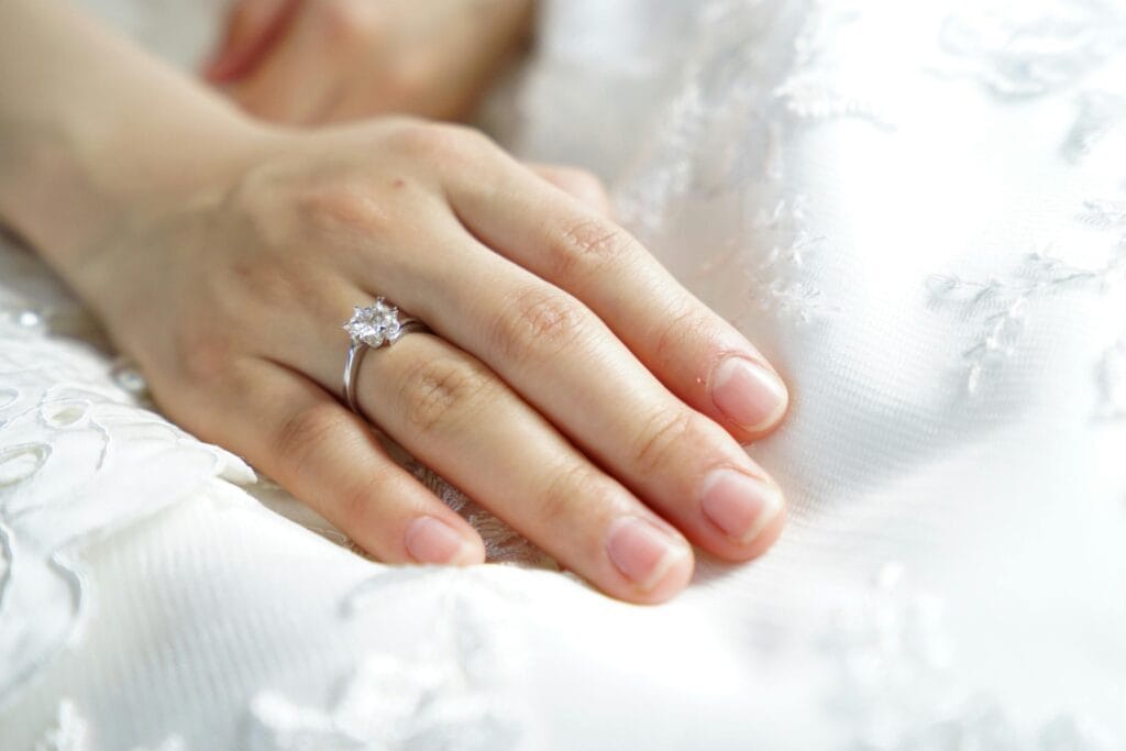 A visual showcasing a couple working together on designing their own ring, emphasizing the collaborative process and connection behind the custom jewelry creation.