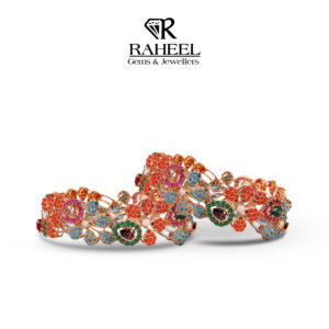 Stunning 21kt Gold Navratna Bangles with real Garnet by Raheel Gems & Jewellers Karachi
